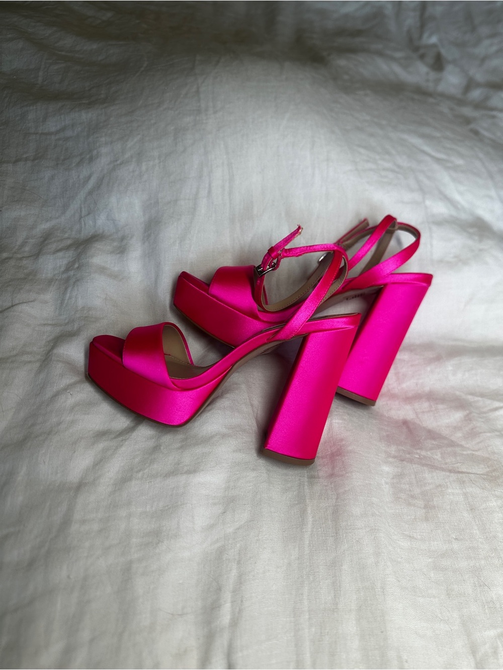Steve Madden Pink Satin Platform Heels